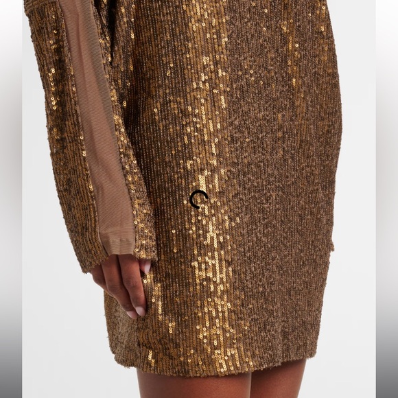 Norma Kamali Bronze Sequin Long Sleeve Dress - Picture 3 of 10